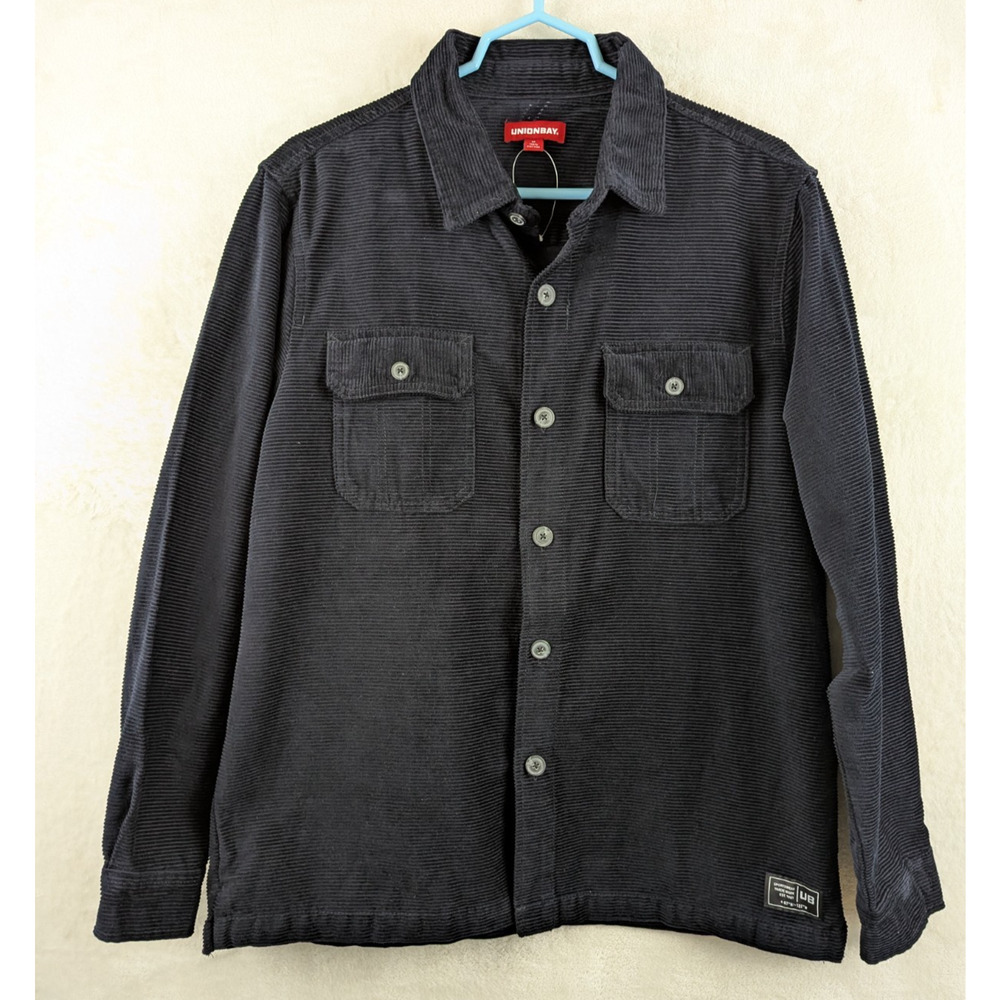 Unionbay sz M Shirt Shacket corduroy dark blue buttons long sleeves cotton 0097